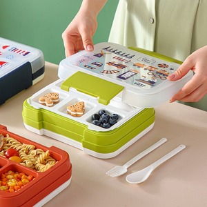 Juego <span class=keywords><strong>de</strong></span> fiambreras creativas bonitas a prueba <span class=keywords><strong>de</strong></span> fugas para niños, fiambreras con tapa <span class=keywords><strong>de</strong></span> plástico con cubiertos para la escuela trasera - Product Image 4