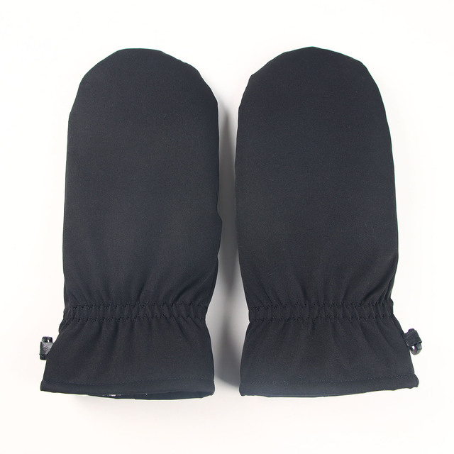Winter Thickened Mitten Gloves Unisex Fleece Lined Ski Mittens Windproof Waterproof Warm Cold Resistant Black Gloves for Outdoor