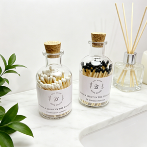 Fósforos de Segurança Longos e Sólidos de Madeira com Rolha de Cortiça em Garrafa de Vidro Transparente Personalizada para Velas Aromáticas e Banheiro - Product Image 2