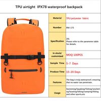 Sac à dos de voyage étanche Hydrowall TPU 20L robuste avec languettes de fixation supérieures et inférieures pour expéditions en plein air de plusieurs jours en milieu sauvage