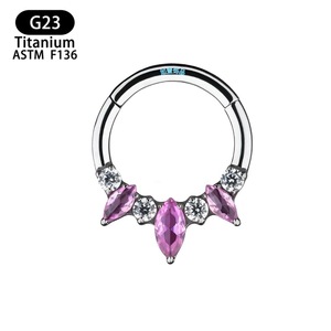Anneau de nez en zircon en forme de cœur, titane F136, 8 mm, bijoux de piercing tendance - Product Image 3