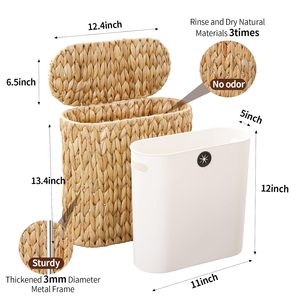 <span class=keywords><strong>Cubo</strong></span> de <span class=keywords><strong>Basura</strong></span> de Mimbre y Ratán para Baño con Tapa, Delgado y <span class=keywords><strong>Estrecho</strong></span>, con Forro Extraíble y Sellado Antiolores, 3 Galones, para Espacios Pequeños - Product Image 4