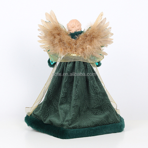 Ornements de Noël en forme d'ange vert foncé scintillant, décorations de Noël pour le sommet de l'arbre, ailes de plumes de paon, décorations de Noël en fibre + résine 30CM/40CM - Product Image 6