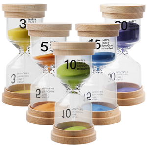 Pack 6 Colorful Modern Rotating Handmade Glass <b>Sand</b> <b>Timer</b> Set 1-30 Min Countdown <b>Timers</b> Precise Timing Eco-Friendly Lightweight - Product Image 1