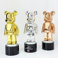 Trofeo de Resina Personalizado de Oso Violento en Oro, Plata y Cobre, Modelo MH-J0518, Regalos de Arte Popular