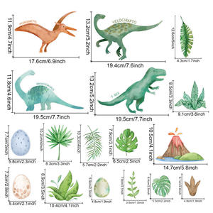 28 pz dinosauro adesivo da parete foresta cartone animato acquerello impermeabile decalcomanie per camera dei bambini PVC decorazione adesivi murali per bambini - Product Image 6