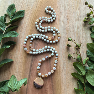 <span class=keywords><strong>Mala</strong></span> en citrine avec pendentif en onyx fleuri, 108 perles <span class=keywords><strong>de</strong></span> méditation nouées à <span class=keywords><strong>la</strong></span> main, collier <span class=keywords><strong>de</strong></span> yoga en cristaux <span class=keywords><strong>de</strong></span> guérison, cadeau JapaMala - Product Image 4