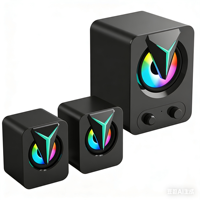 Haut-parleurs d'ordinateur de bureau 2.1 canaux, RBG lumineux, petits haut-parleurs multimédias actifs, caisson de basses pour ordinateur portable, haut-parleurs d'ordinateur filaires