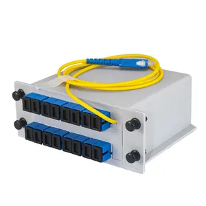 Divisor de fibra óptica SC UPC PLC, caja divisora FTTH de fibra óptica tipo hoja de inserción PLC, acoplador óptico SC UPC inserción 1:16