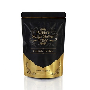 Custom printing Food Grade Black Plastic Doypack Aluminum Foil Zipper Stand Up Pouch Bag