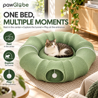 Lit tunnel rond pour animaux de compagnie, pour chats et chiens, bleu 65 x 26 cm sans coussin ou vert 85 x 26 cm avec coussin, tissu en coton, nid pour animaux de compagnie