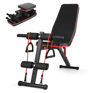 Adjustable Dumbbell <b>Bench</b> Black Red With Pull Cord <b>Foldable</b> Indoor Fitness Equipment For Home Workout - Product Image 1