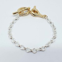 Chaîne en acier inoxydable avec fermoir à bascule OT ; Ensemble de bracelets pour femmes ; Bijoux faits à la main.
