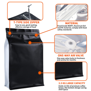 Kraft Paper Zipper Stand up <strong>Pouches</strong> High Barrier Aluminum Foil Flat Bottom Resealable Coffee Bags with Valve and Card Slot - Product Image 3