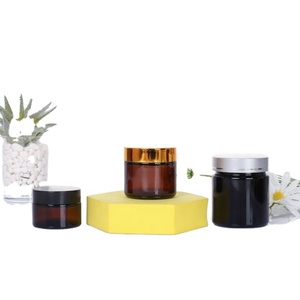 Luxury 10g 15g 20g 30g 50g 60g 100g Amber Eye Face Cream <b>Jar</b> Cosmetic Glass <b>Jars</b> with Gold Lid - Product Image 1