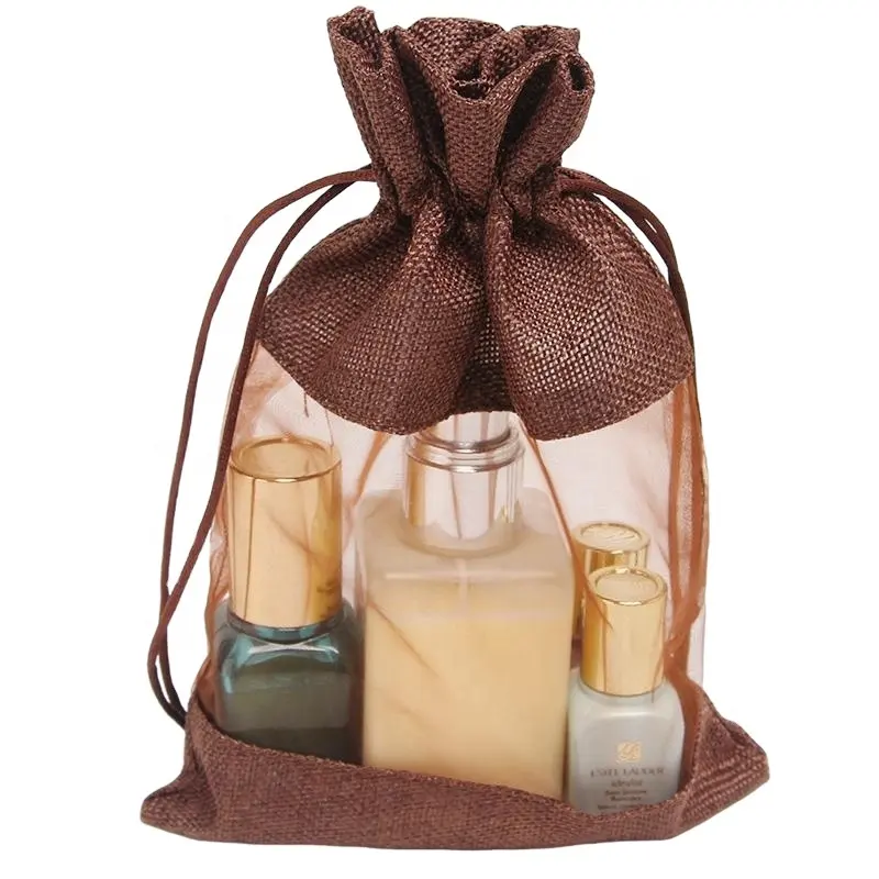 Wholesale Mesh Drawstring Bag Cheap Linen Gift Jute Transparent Organza Bags Burlap Pouches