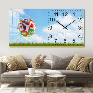 Horloge <span class=keywords><strong>murale</strong></span> de football avec drapeau multi-national (design de filet de <span class=keywords><strong>but</strong></span>) pour les fans, décoration personnalisée pour la maison, salon - Product Image 2