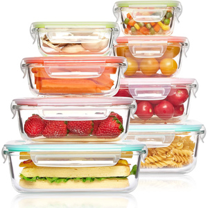 Lonchera de Vidrio Cuadrada de 150 ml, 240 ml, 330 ml, 640 ml, Libre de BPA, con Pajita, 2 Compartimentos, Hermética, Diseño Ecológico, para la Escuela, el Trabajo, Viajes - Product Image 1