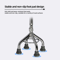 Canne de marche médicale légère en alliage d'aluminium réglable en hauteur, à trois/quatre pieds, pour usage extérieur, capacité de charge de 300 lb