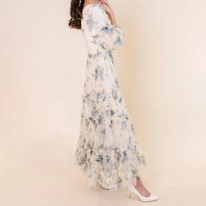 Oti Textile Koleksi Musim Panas 2025 Gaun Maxi Panjang Wanita untuk Gaya Busana Wanita Lengan Mengembang Gaun Pesta Pernikahan Bermotif Bunga - Product Image 3