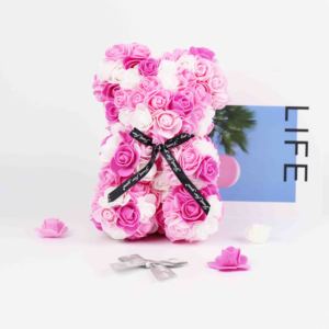 Vendita calda all'ingrosso 21 CM carino artificiale <span class=keywords><strong>romantico</strong></span> miglior regalo fiore PE schiuma rosa orsacchiotto rosa orso per san valentino Navida - Product Image 5