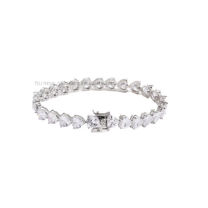 Bracelet Tennis Homme 7mm à Trois Griffes en Forme de Cœur, Chaîne Simple Rangée Or Rose Hip-hop Tanjing Fashion - Product Image 4