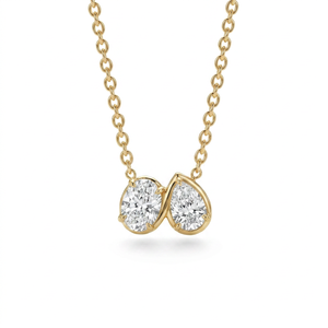 Women's Lab Grown IGI Certified Pear And Oval Cut Diamond Toi et Moi Pendant & <b>Charms</b> Everyday Wear Classic Style Wedding Gift - Product Image 1