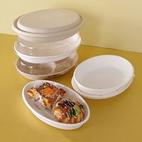 Boîtes à lunch biodégradables à 2 compartiments, jetables, ovales, pour salade de fruits, vente chaude, prix compétitif, boîte alimentaire en bagasse