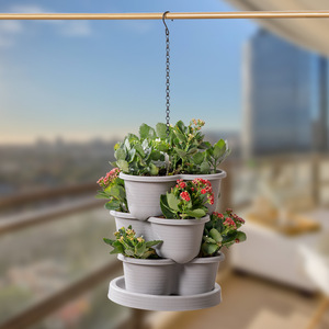 Jardinière Verticale Suspendue Empilable <span class=keywords><strong>pour</strong></span> Fraises, Pot de Fleurs Mobile à Trois Niveaux en Forme de Pétale, Système de Jardinage Domestique - Product Image 2