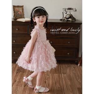 YOEHYAUL X4123 Abito Estivo di Lusso per Bambina con Fodera in Cotone, Senza Maniche, Rosa Dolce con <span class=keywords><strong>Paillettes</strong></span> - Product Image 1