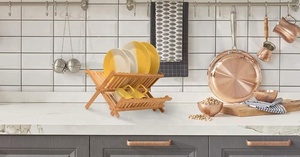Conception Simple Cuisine Etendoir à Vaisselle En Bambou À 2 Niveaux Support de Plat Accrochant - Product Image 6