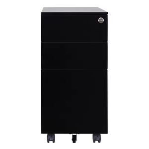 ตู้เก็บเอกสารเหล็กแบบเคลื่อนที่ 3 ลิ้นชัก ใต้โต๊ะทำงาน ตู้เก็บของโลหะพร้อมกุญแจและล้อ - Product Image 5