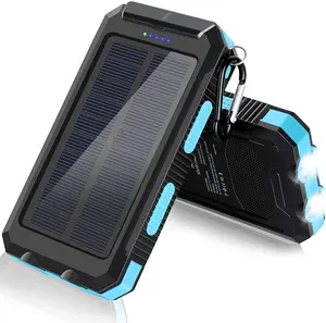 Портативный внешний аккумулятор на 2 порта USB со светодиодной подсветкой, солнечное зарядное устройство, внешний аккумулятор на 15000 мАч