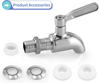 Robinet de remplacement Tmok 16 mm en acier inoxydable 304 argenté pour distributeur d'eau chaude et froide, bière, vin, jus, seau
