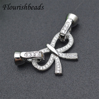 Conception exquise, sans Nickel, antirouille, couleur or argent, pavé CZ, grande taille, nœud papillon, fermoirs de Bracelet pour la fabrication de bijoux