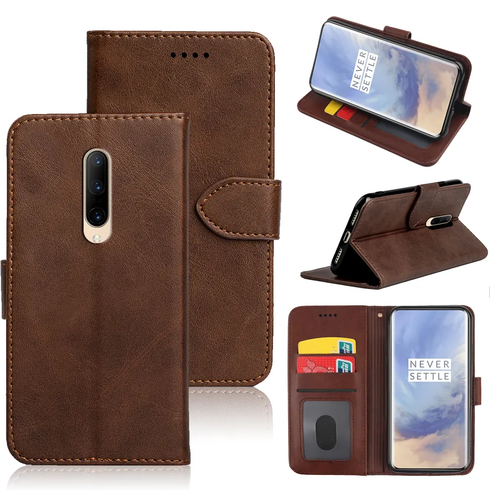 Casing Dompet Kulit Lipat Ponsel, Penutup Flip Magnetik untuk OnePlus Nord 2 N200 N10 N100 9 9R 8 8T Pro 5T 6T 7T