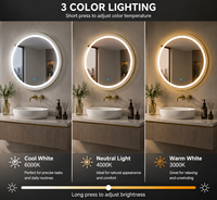 Cermin Rias LED Pintar, Pembesaran 3X Peredupan Sentuh, Cermin Kamar Mandi Anti-Kabut, Speaker Bluetooth, IP44 CE ETL Salon