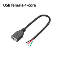 Kabel USB A Male Plug 3.3Ft 100cm dengan Selubung PVC, Kawat Terbuka Tanpa Isolasi, 5V 2.1A, 2/4 Inti, Ujung Timah untuk Transmisi Daya dan Data, Perbaikan