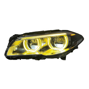 Fari LED Stile Angel Eyes SJC V2 per <span class=keywords><strong>BMW</strong></span> <span class=keywords><strong>Serie</strong></span> <span class=keywords><strong>5</strong></span> F10 F18 2010-2017, Fari LED Gialli e Bianchi Modificati - Product Image 2