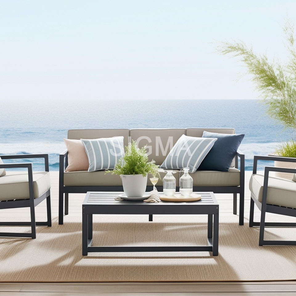 New Arrival Design High Quality End Outdoor Aluminum Composite Garden Aluminium Sofa Couch Furniture Set Balcony