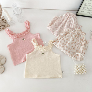 Yazlık Bebek Kız Çocuk Kolsuz Bluz ve Pantolon 2 Parça Takım Bebek Giyim Seti Moda Bebek Kıyafetleri - Product Image 3