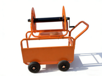Carretilla Móvil de Cuatro Ruedas con Carrete de Acero, Recubrimiento en Polvo OEM, para Tuberías de Agua, Mangueras, Cables, Tubos de Aire - Construcción, Granjas, Jardines