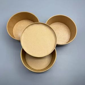 Contenants alimentaires jetables imprimés, bols ronds en papier kraft pour soupes chaudes - Product Image 1