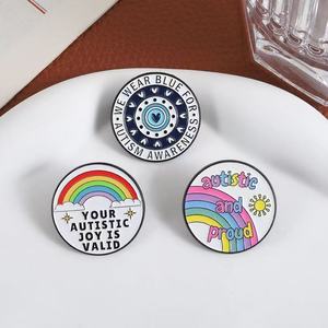En gros, badges métalliques créatifs à thème de dessin animé, broches lettres arc-en-ciel uniques, série « Sensibilisation à l'Autisme » - Product Image 3