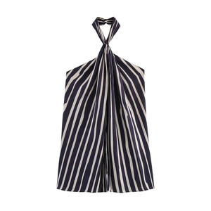 Vêtements pour femmes SHENZHU – Nouvelle collection Printemps-Été 2025 – <span class=keywords><strong>Top</strong></span> sexy <span class=keywords><strong>dos</strong></span> <span class=keywords><strong>nu</strong></span> à rayures et col halter 2906096 2913097 - Product Image 1