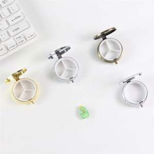 100 pièces prêtes à être expédiées, boîte à pilules ronde en métal à 3 compartiments, 3*2CM, argent/or/or rose - Product Image 5