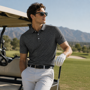 Polo de Golf Personalizado Premium para Hombre, Color Carbón, Microperforado, Absorbente de Humedad, Marca Privada, Ropa Corporativa OEM - Product Image 1
