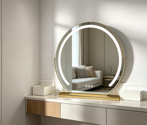 Round LED <b>Mirror</b> Smart <b>Vanity</b> <b>Mirror</b> Wall Mounted Bathroom Dressing <b>Table</b> <b>Mirror</b> With Light Ring - Product Image 5