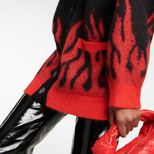 Top en tricot personnalisé <span class=keywords><strong>Cardigan</strong></span> jacquard en mélange de <span class=keywords><strong>mohair</strong></span> en <span class=keywords><strong>noir</strong></span> Pull épais d'hiver surdimensionné pour femme - Product Image 2