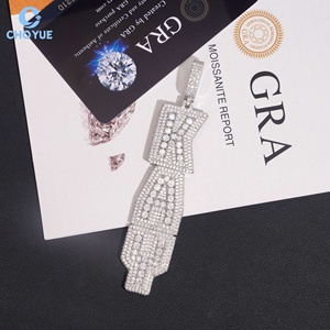 Hip Hop <b>Charm</b> Iced Out Letter Rhodium Plated Pendant Moissanite 925 <b>Silver</b> GRA Certified Women's Luxury <b>Charm</b> - Product Image 1